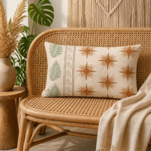 Boho Geo Botanical Lumbar Pillow