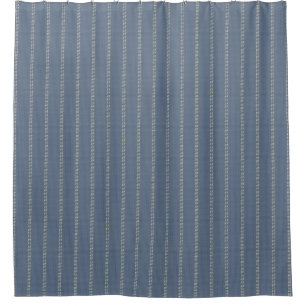 Boho geo simple lines beige denim blue rustic shower curtain