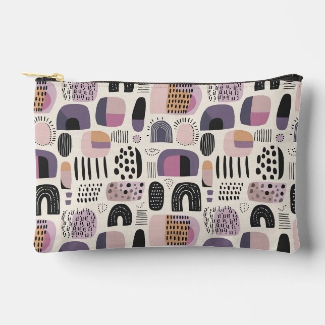 Boho Geometric Abstract Pattern Accessory Pouch (Front)
