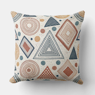 Boho Geometric Abstract Shapes Terracotta Pattern Cushion