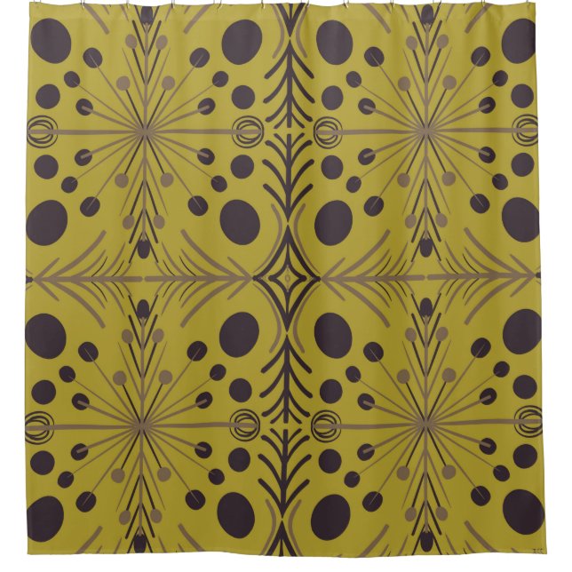 Boho Geometric Arrow Green Pattern Shower Curtain (Front)