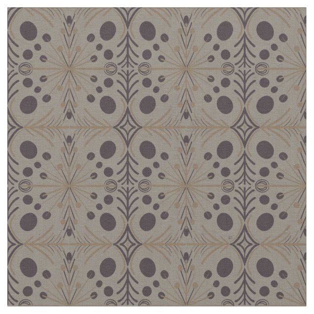 Boho Geometric Arrow Grey Pattern Fabric (Close Up)
