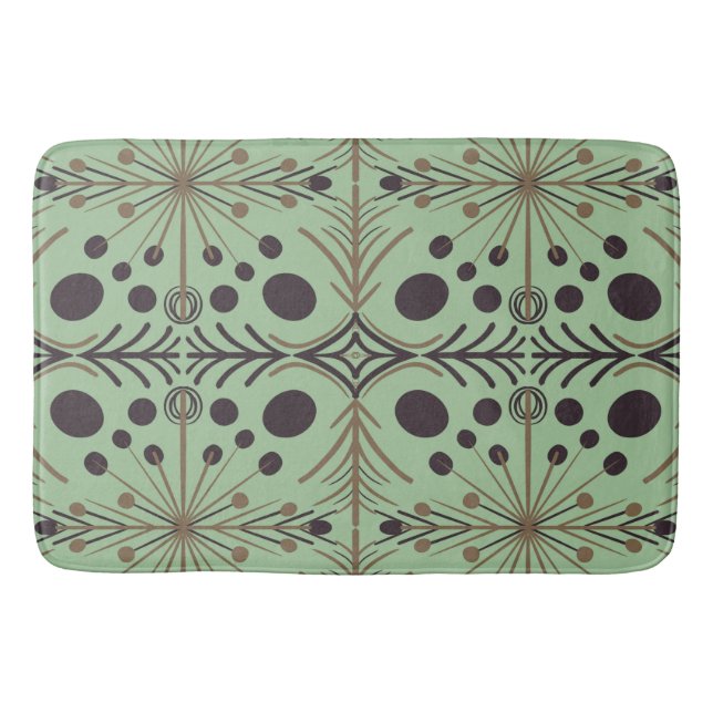 Boho Geometric Arrow Mint Pattern Bath Mat (Front)