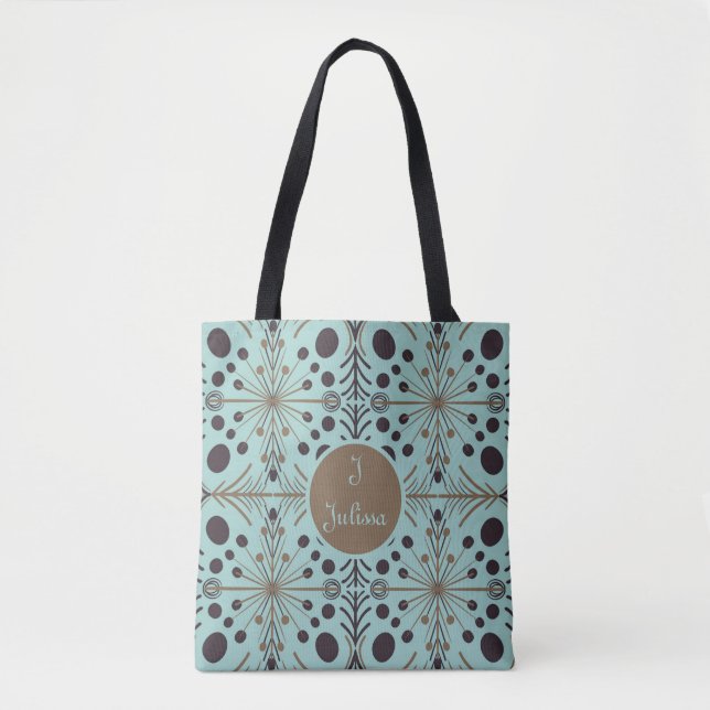 Boho Geometric Arrow Turquoise Personalised Tote Bag (Front)