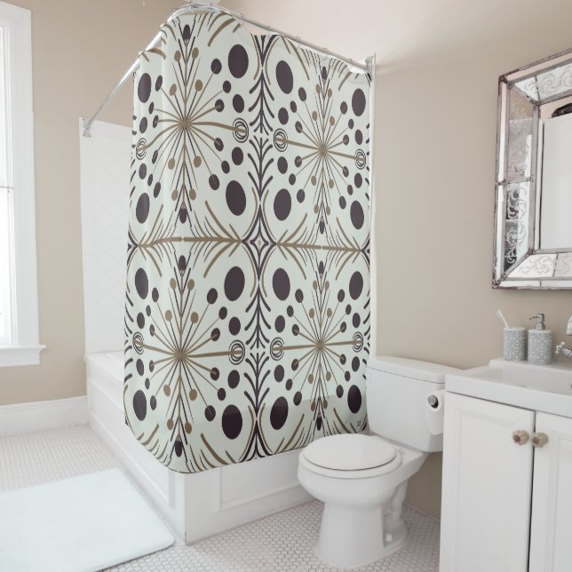 Boho Geometric Arrow White Pattern  Shower Curtain (In Situ)