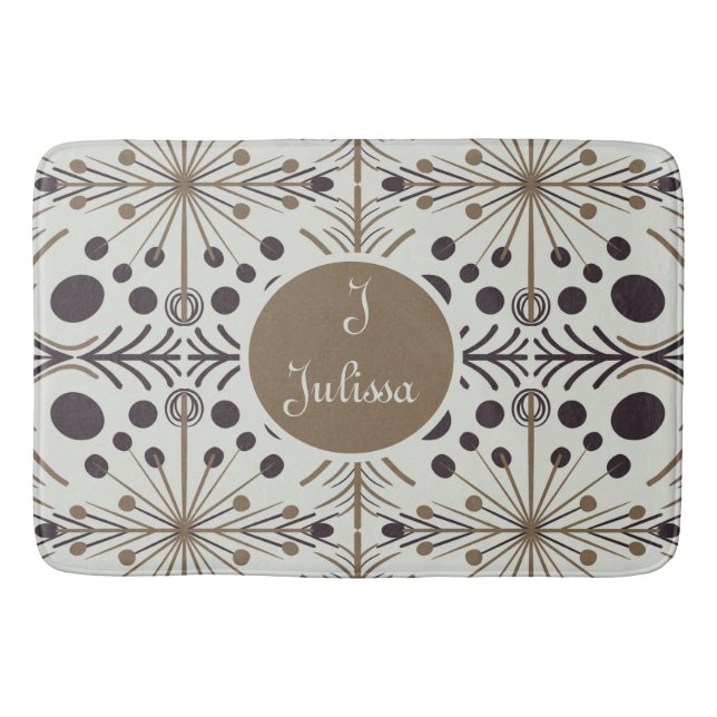 Boho Geometric Arrow White Personalised  Bath Mat (Front)