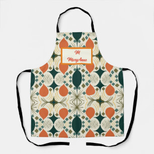 Boho Geometric Colourful Diamond Pattern Monogram Apron