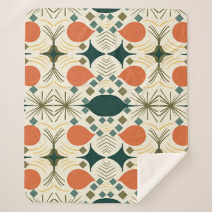 Boho Geometric Colourful Diamond Pattern Sherpa Blanket