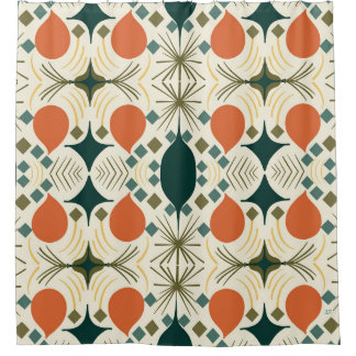 Boho Geometric Colourful Diamond Pattern Shower Curtain