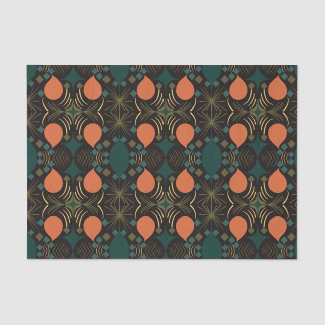 Boho Geometric Diamond Black Pattern Tissue Paper (Front)