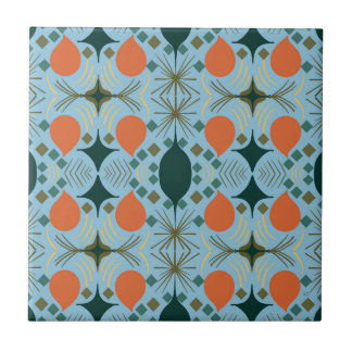 Boho Geometric Diamond Blue   Ceramic Tile