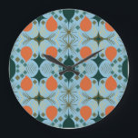 Boho Geometric Diamond Blue Coffee Large Clock<br><div class="desc">Beautiful Boho Geometric Diamond Blue Patterned Clock,  this is the perfect colourful design that is full of colours,  shapes all within a cohesive Mid Century Mod Bohemian Design. Buy Today!</div>