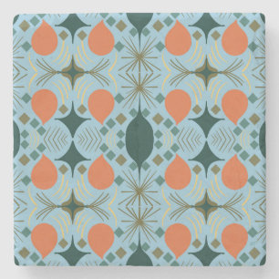 Boho Geometric Diamond Blue Stone Coaster