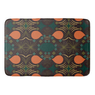 Boho Geometric Diamond Brown Pattern  Bath Mat