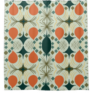 Boho Geometric Diamond Mint Pattern  Shower Curtain