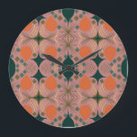 Boho Geometric Diamond Pink  Large Clock<br><div class="desc">Beautiful Boho Geometric Diamond Pink Patterned Clock,  this is the perfect colorful design that is full of colors,  shapes all within a cohesive Mid Century Mod Bohemian Design. Buy Today!</div>