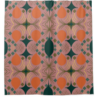 Boho Geometric Diamond Pink Shower Curtain