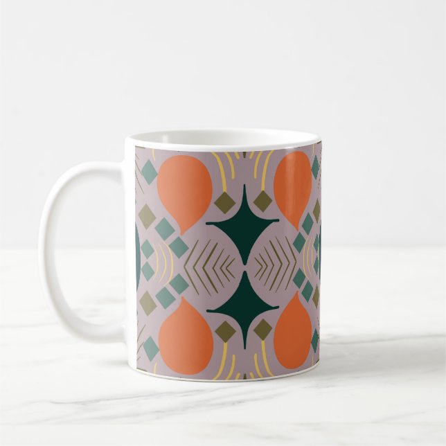 Boho Geometric Diamond Purple Coffee Mug (Left)