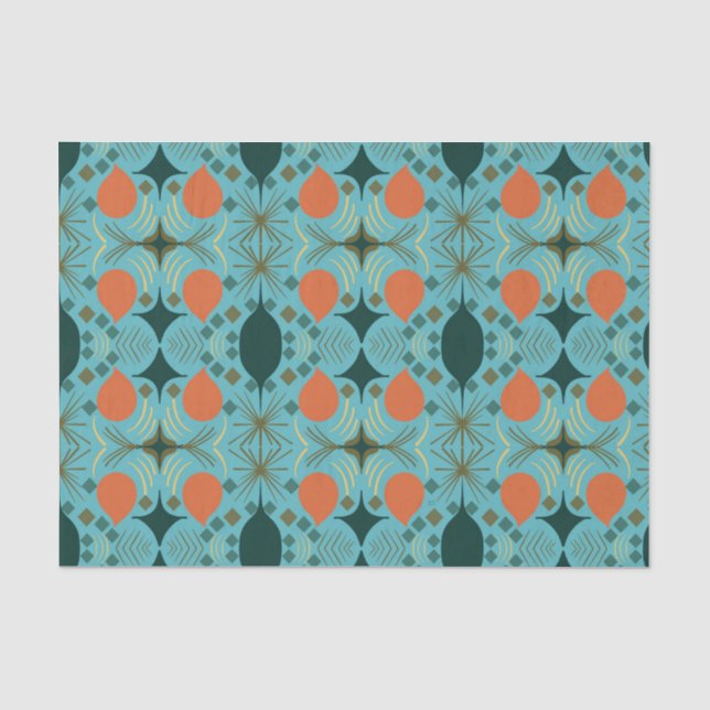 Boho Geometric Diamond Turquoise Pattern  Tissue Paper (Front)