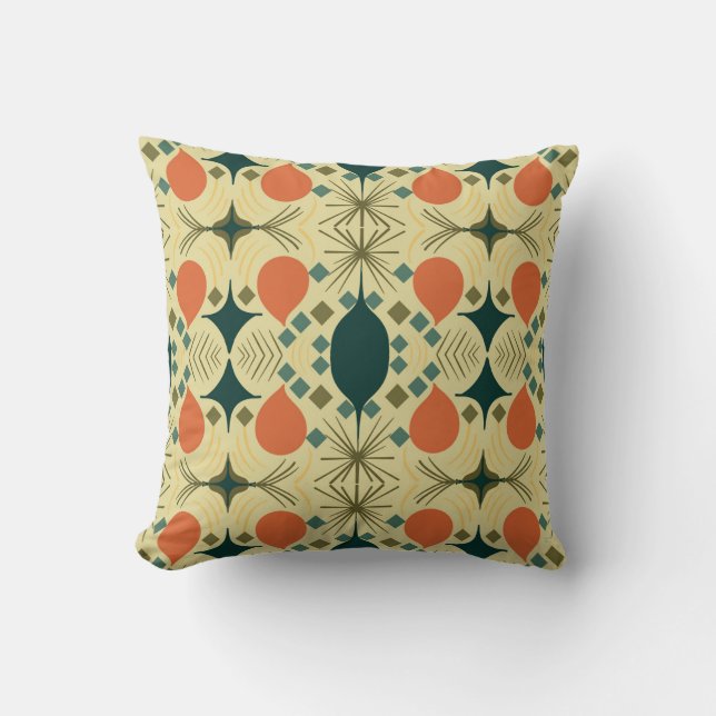 Boho Geometric Diamond Yellow Pattern  Cushion (Front)