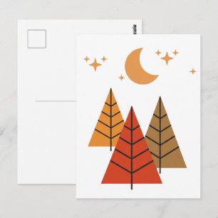 Boho Geometric Forest – Minimalist Pine Trees Postcard