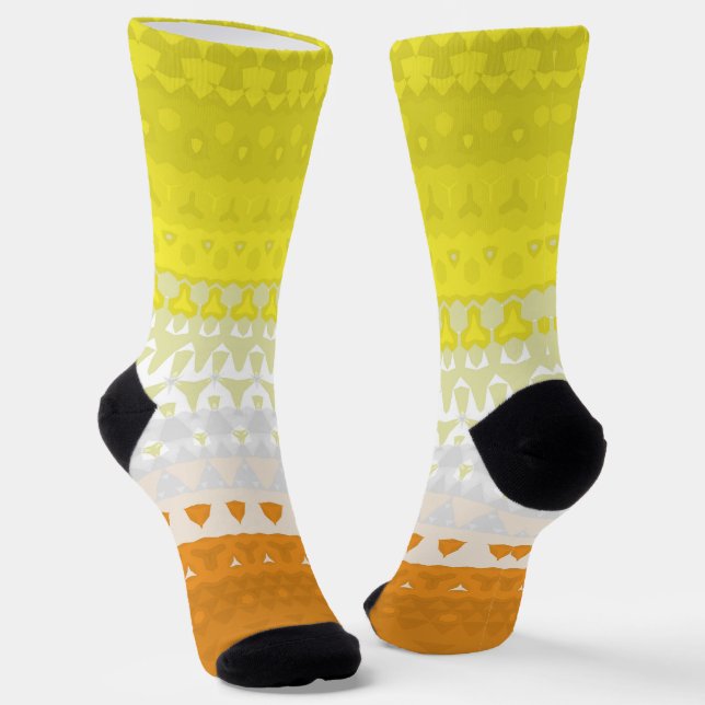 Boho Geometric Funky Abstract Maverique Pride Flag Socks (Angled)