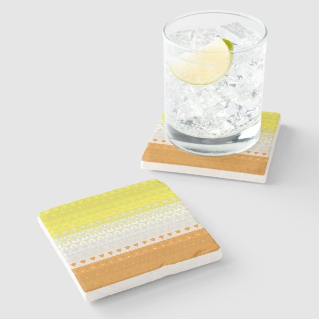 Boho Geometric Funky Abstract Maverique Pride Flag Stone Coaster (Side)