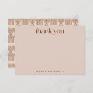 Boho Geometric Lines Terracotta Custom Shower Thank You Card