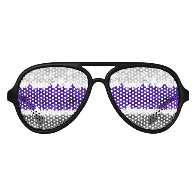 Boho Geometric Mod Retro Greygender Pride Flag Aviator Sunglasses (Front)
