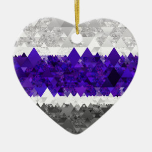 Boho Geometric Mod Retro Greygender Pride Flag Ceramic Ornament
