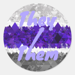 Boho Geometric Mod Retro Greygender Pride Flag Classic Round Sticker