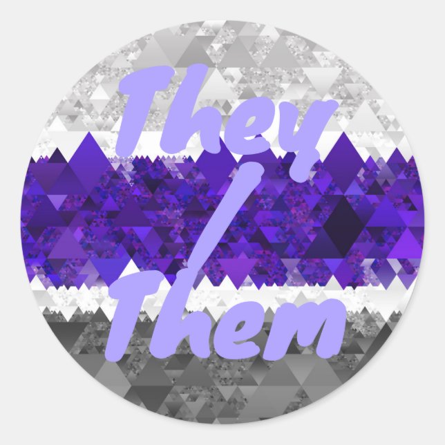 Boho Geometric Mod Retro Greygender Pride Flag Classic Round Sticker (Front)