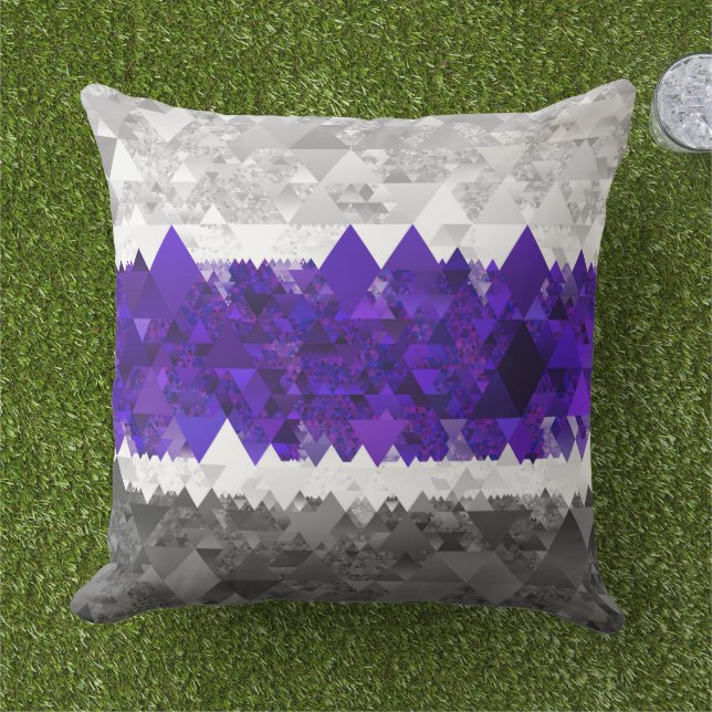 Boho Geometric Mod Retro Greygender Pride Flag Cushion (Grass)