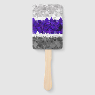 Boho Geometric Mod Retro Greygender Pride Flag Hand Fan