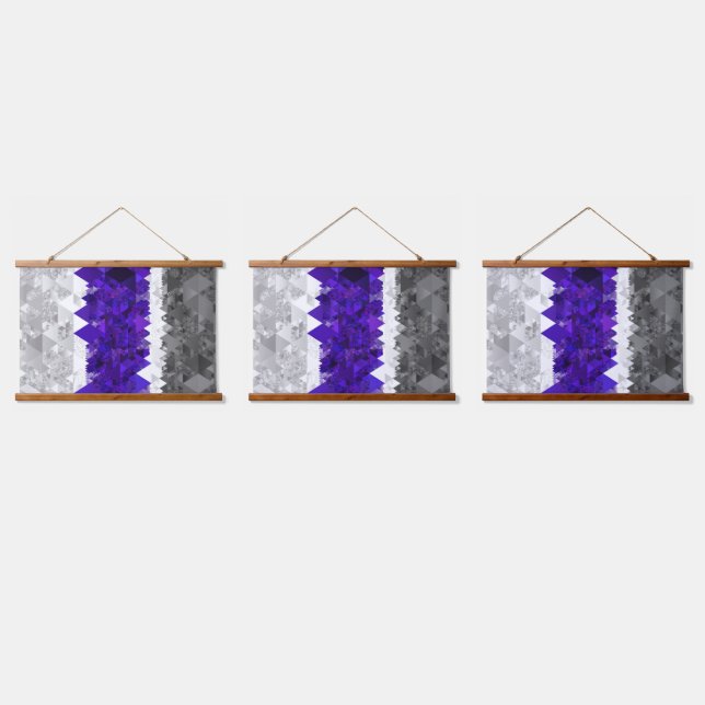 Boho Geometric Mod Retro Greygender Pride Flag Hanging Tapestry (Triple)