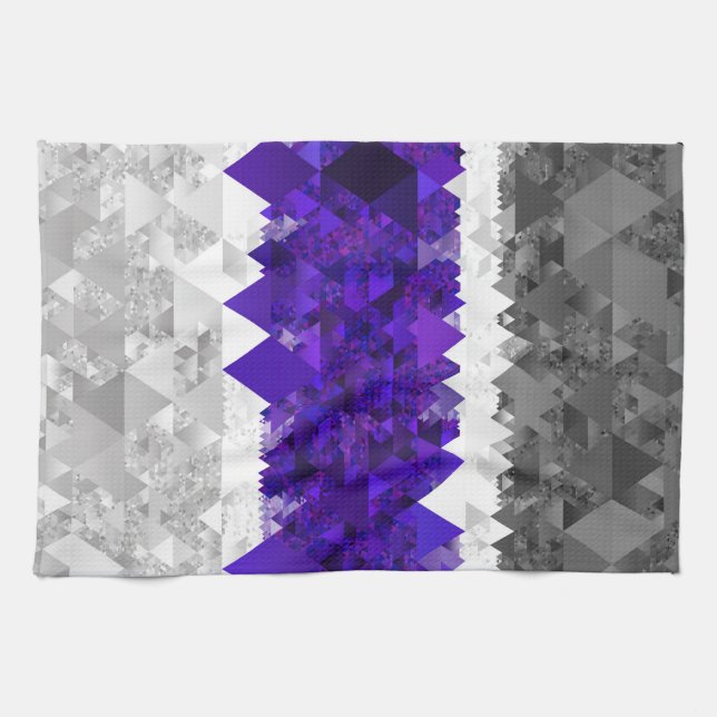 Boho Geometric Mod Retro Greygender Pride Flag Tea Towel (Horizontal)