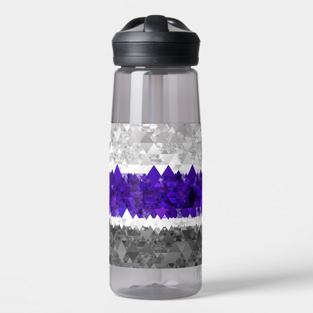 Boho Geometric Mod Retro Greygender Pride Flag Water Bottle (Front)