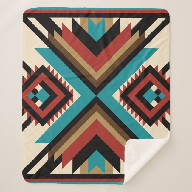 Boho Geometric Sherpa Blanket (Front)