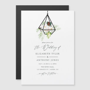Boho Geometric Terrarium Floral Wedding Magnetic Invitation