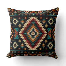 Boho Geometric Textile Pattern – Rustic Teal & Rus