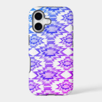 Boho Geometric Watercolor Pattern Blue Purple