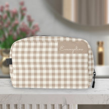 Boho Gingham Pattern Plaid Chequered Neutral Name