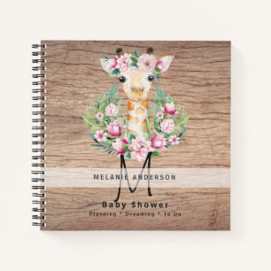 Boho GIRAFFE Baby Shower Planner Notebook Journal