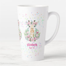 Boho Giraffe Flowers Named Girls, Teens Gifts Latte Mug