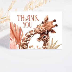 Boho Giraffe Safari Folded Thank You Card