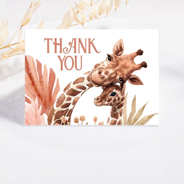 Boho Giraffe Safari Folded Thank You Card (Creator Uploaded)