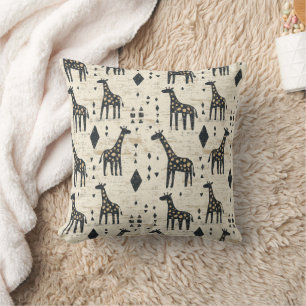 Boho Giraffe Tribal Pattern Cushion