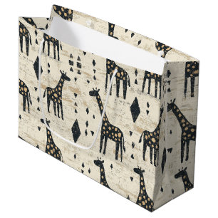 Boho Giraffe Tribal Pattern Large Gift Bag