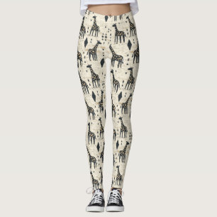 Boho Giraffe Tribal Pattern Leggings