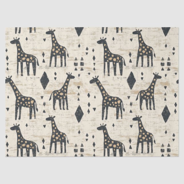 Boho Giraffe Tribal Pattern Tissue Paper (Front)